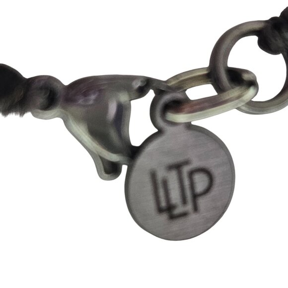 Handcrafted Blue Paper Bead Stretch Bracelet Metal Charm Eco Friendly Jewelry - Picture 4 of 5